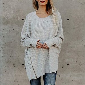Gray VICI Side Zip Sweater